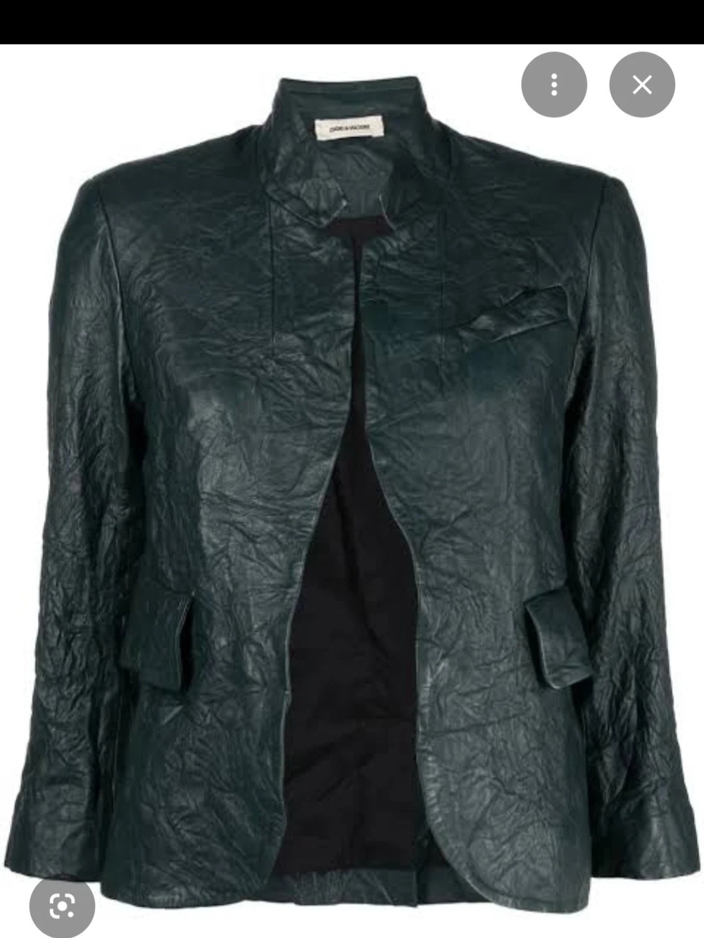Zadig & Voltaire Verys Crinkle Leather Jacket Blazer Peacock $748, Sz 34 Or XS